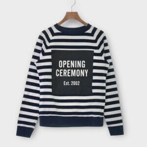 Opening Ceremony Pullover Sweatshirt Women's XS Navy Blue White Long Sleeve